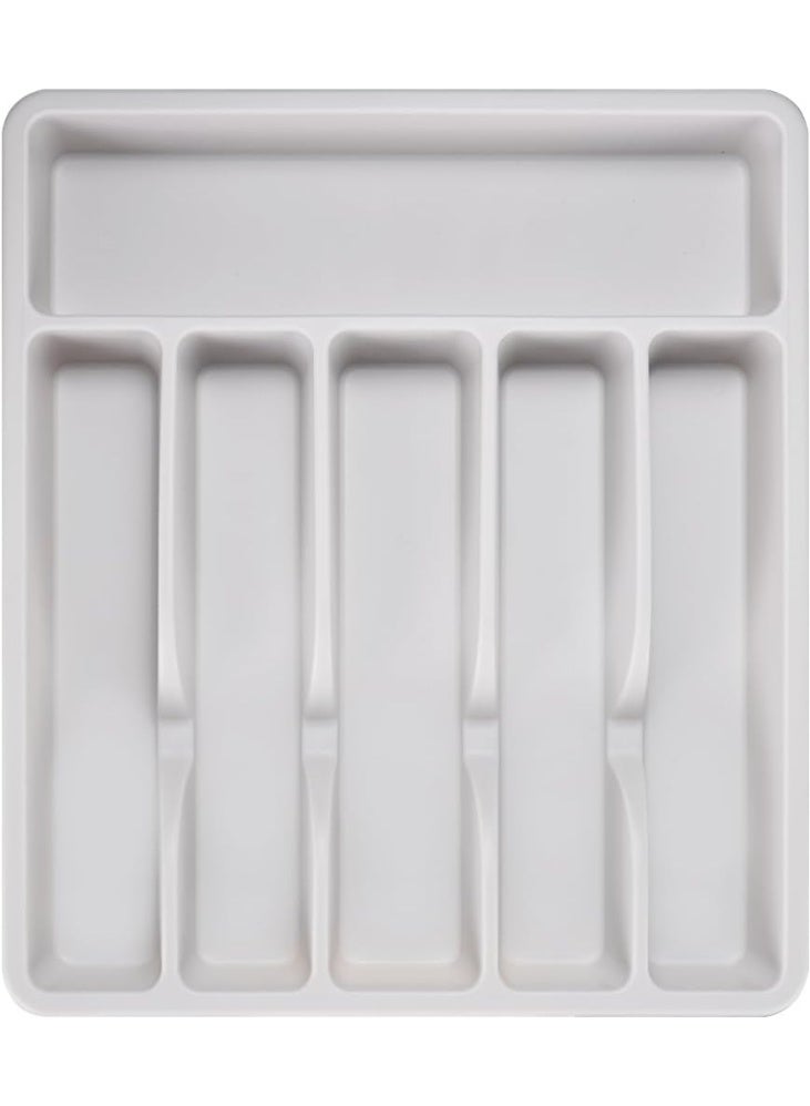 Non expandable drawer organizer, 5-compartment cutlery tray, plastic cutlery rack for forks and knives - Image 1